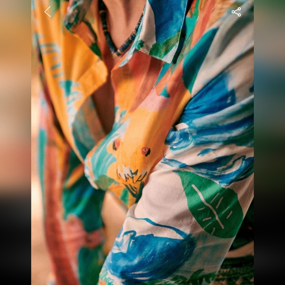 Sezane Pierro Button Down Shirt- Sezane X G. Kero- Orange Jungle - Picture 2 of 6